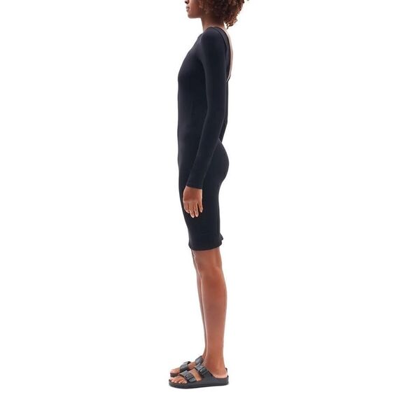 ⭕️ HELMUT LANG Body-Con Dress Black V Back Midi Long Sleeves M/L - Picture 3 of 9